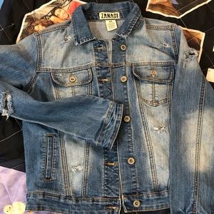 Denim distressed jacket